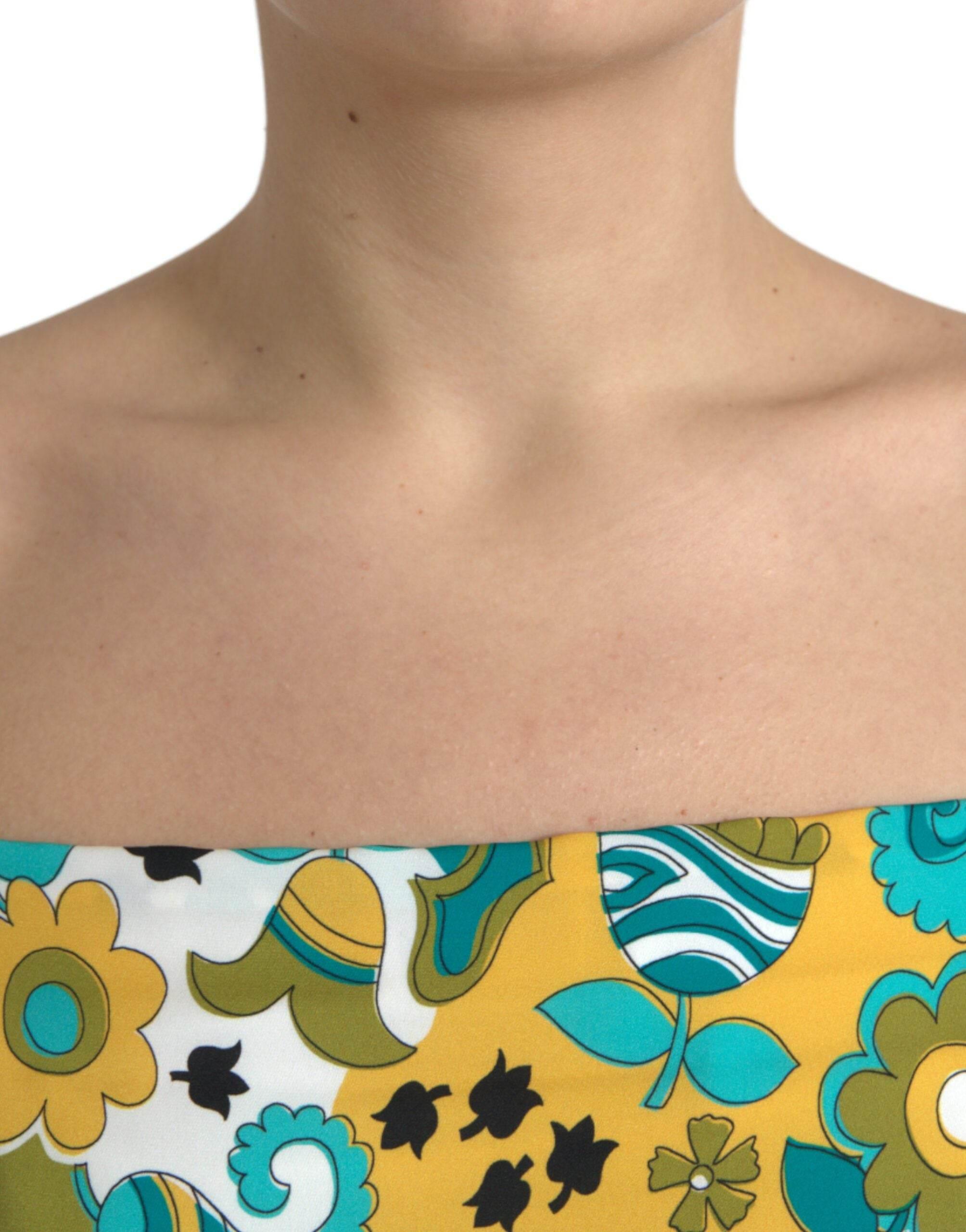 Dolce & Gabbana Elegant Floral Silk Blend Cropped Tank Top - Hilstor