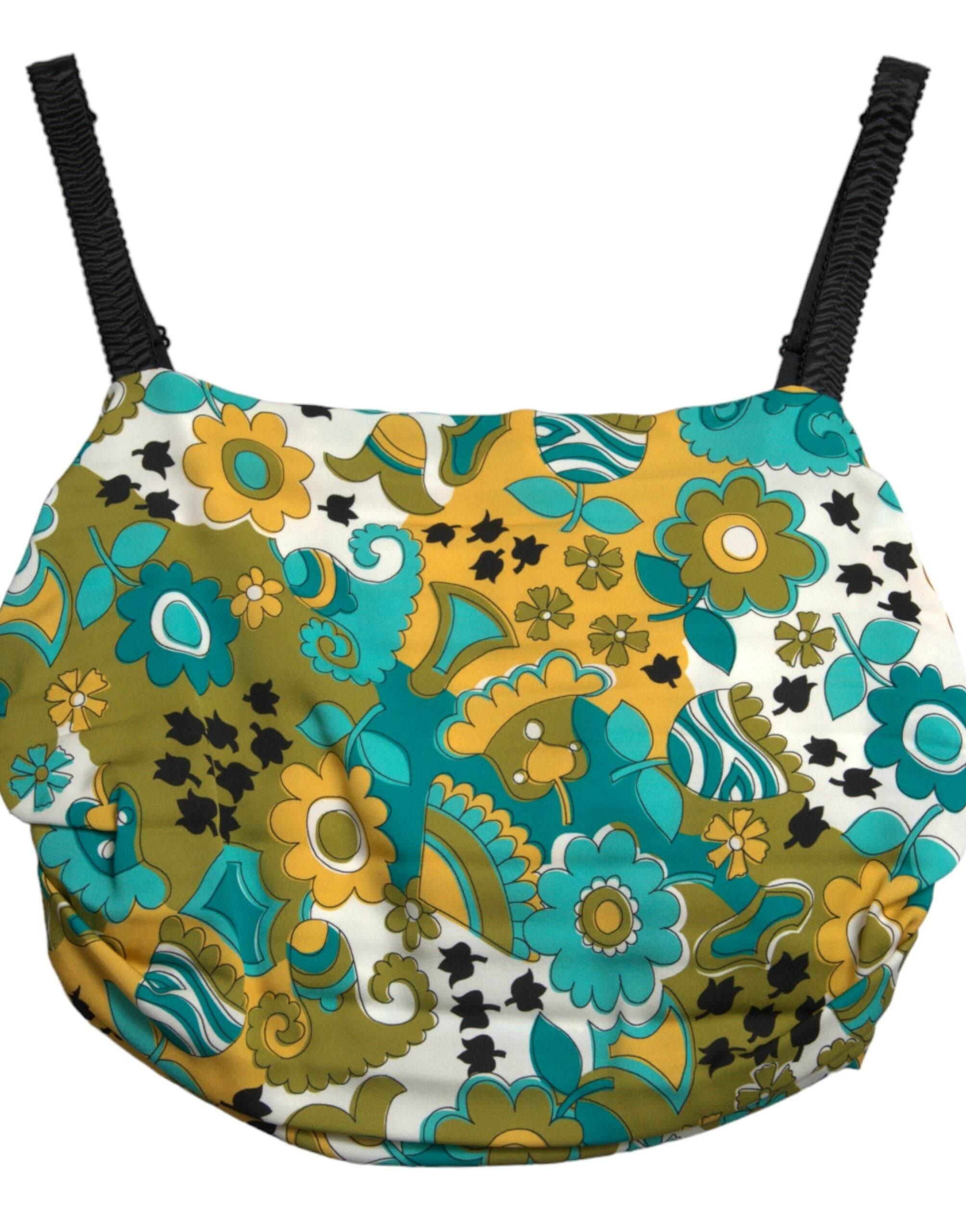 Dolce & Gabbana Elegant Floral Silk Blend Cropped Tank Top - Hilstor