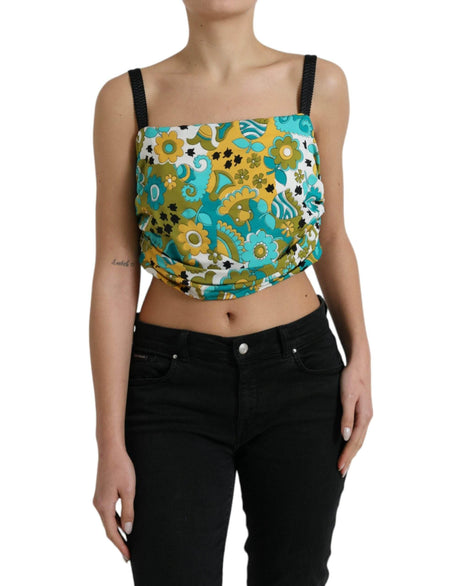 Dolce & Gabbana Elegant Floral Silk Blend Cropped Tank Top - Hilstor