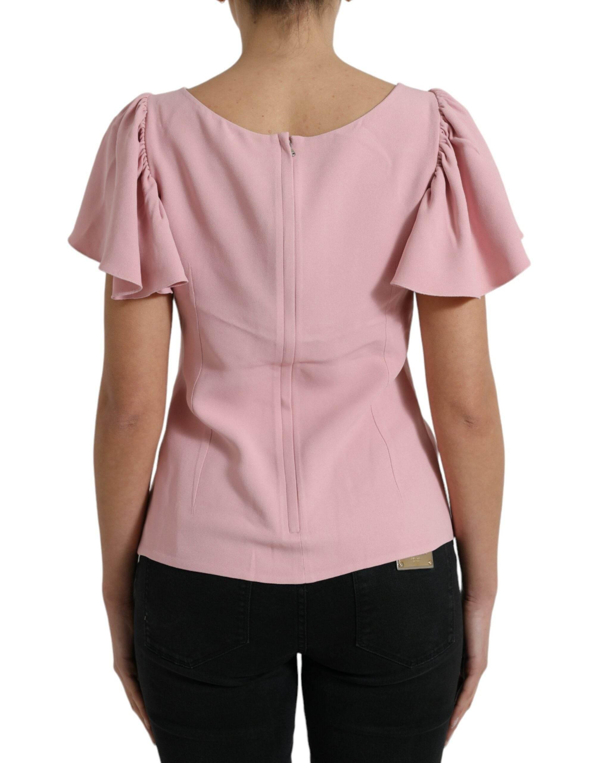 Dolce & Gabbana Chic Pink Bell Sleeve Top - Hilstor