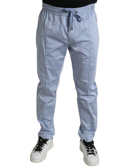 Dolce & Gabbana Light Blue Cotton Stretch Jogger Pants - Hilstor