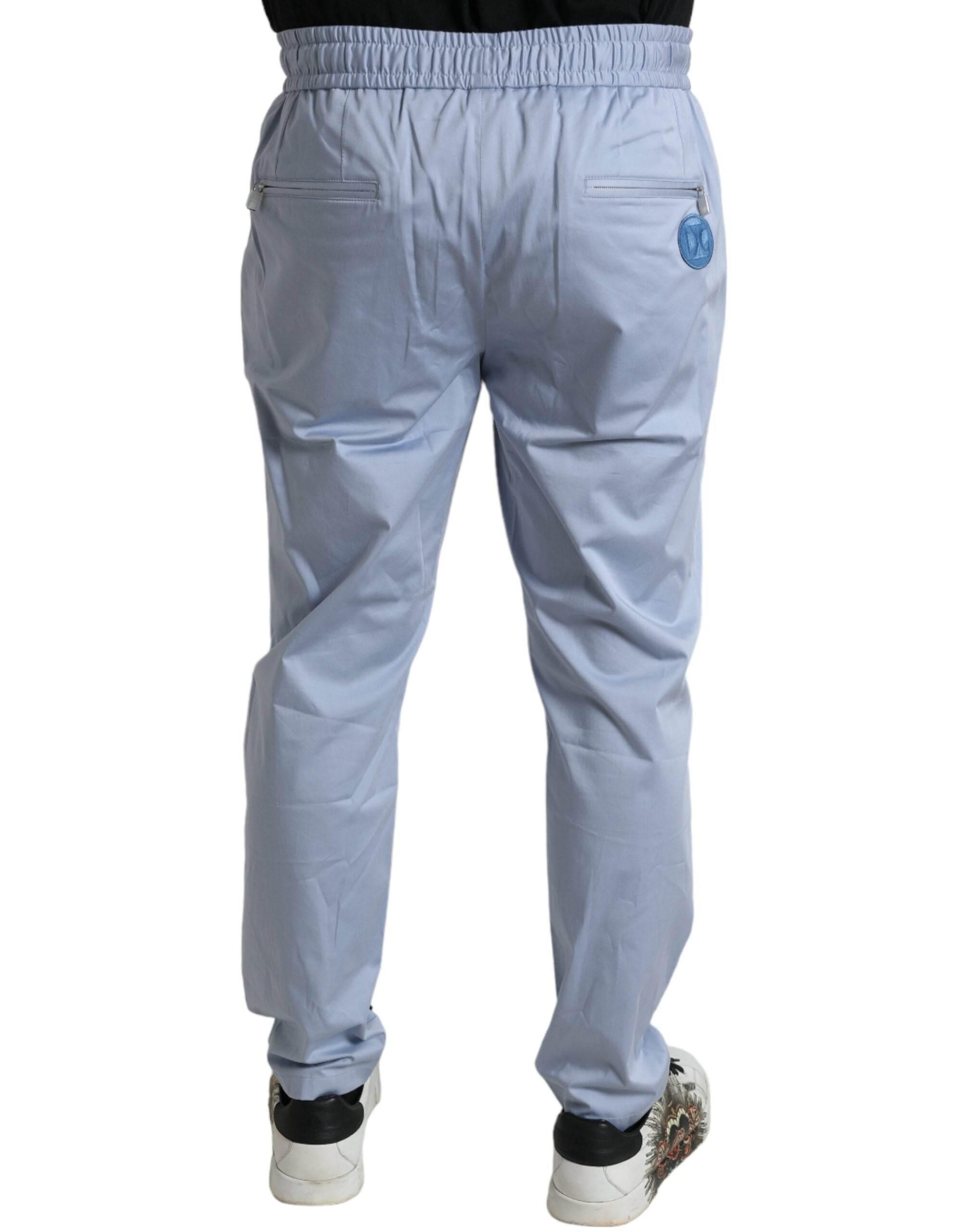 Dolce & Gabbana Light Blue Cotton Stretch Jogger Pants - Hilstor