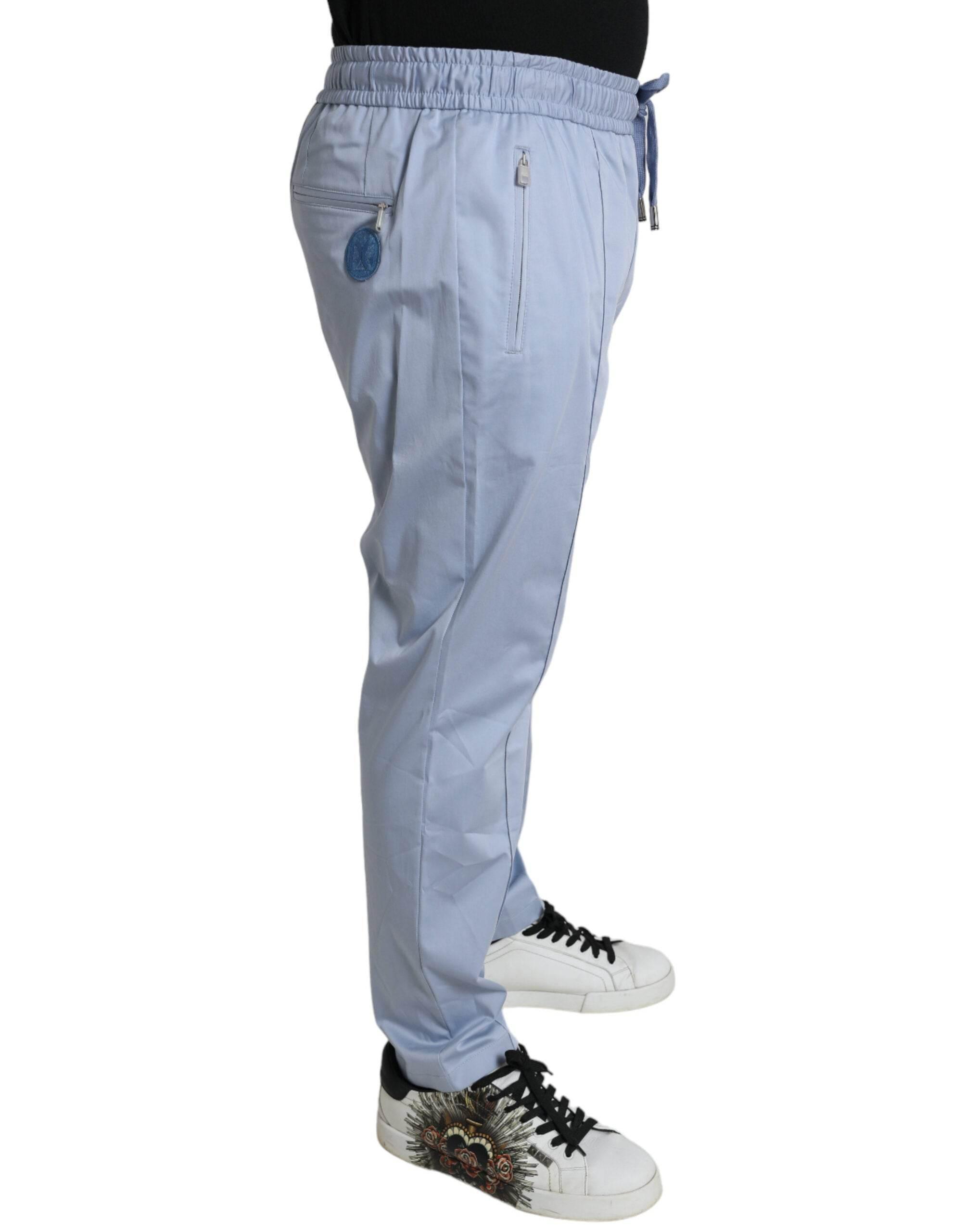 Dolce & Gabbana Light Blue Cotton Stretch Jogger Pants - Hilstor