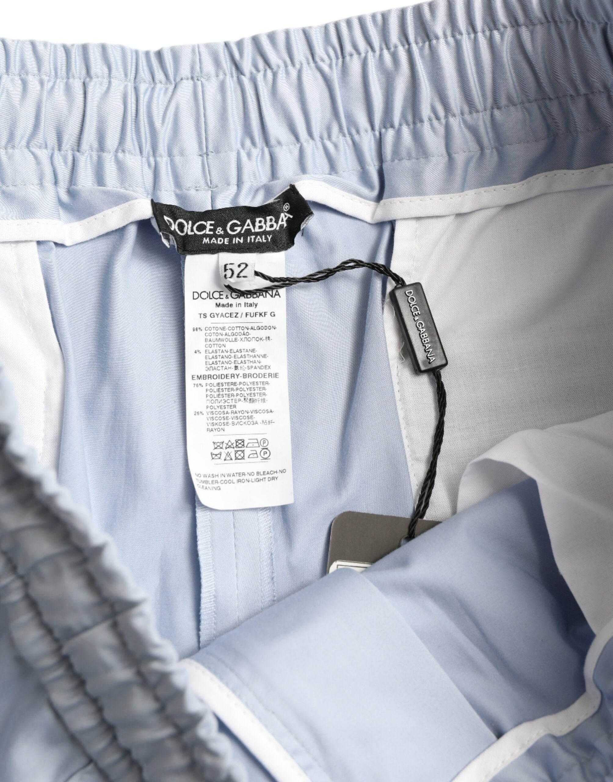 Dolce & Gabbana Light Blue Cotton Stretch Jogger Pants - Hilstor