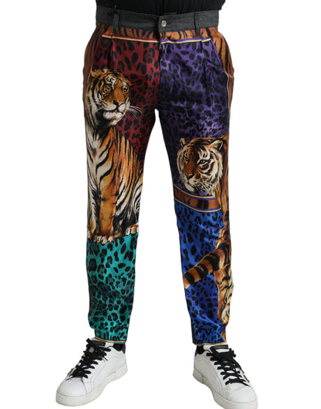 Dolce & Gabbana Multicolor Tiger Print Loose Denim Jeans - Hilstor