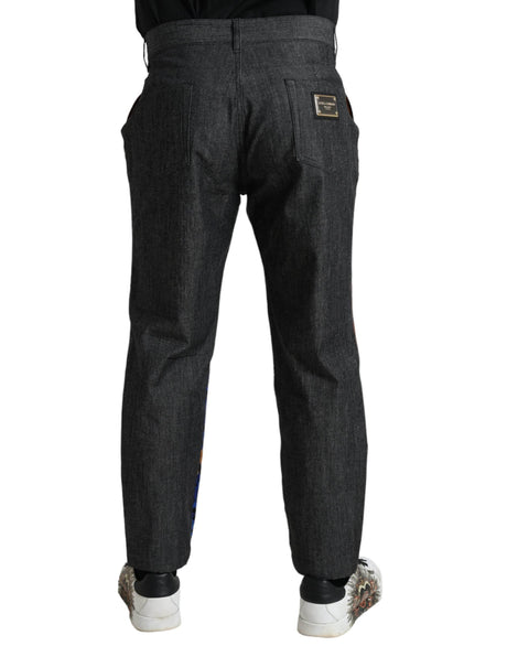 Dolce & Gabbana Multicolor Tiger Print Loose Denim Jeans - Hilstor