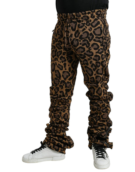 Dolce & Gabbana Brown Leopard Jacquard Jogger Pants - Hilstor