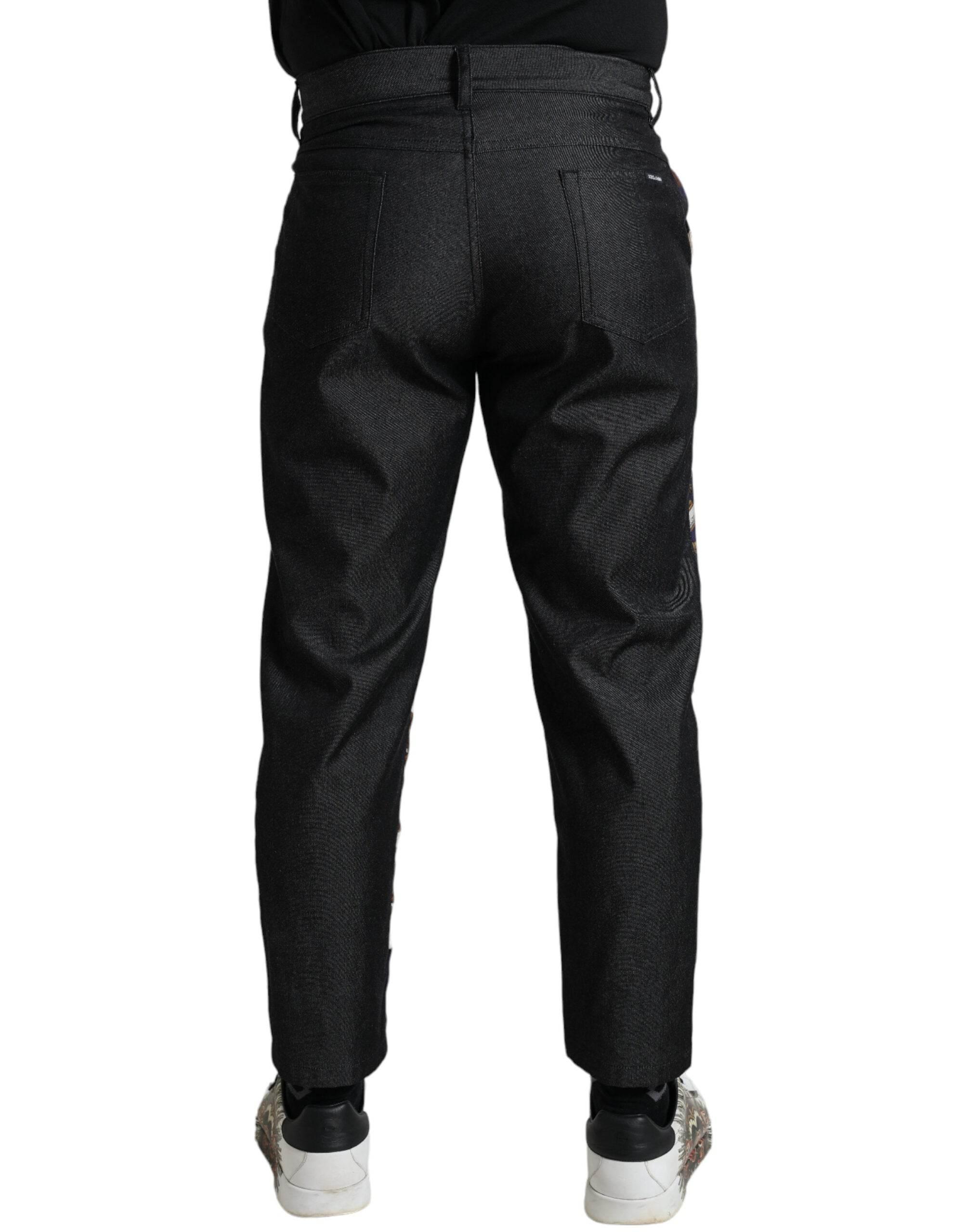 Dolce & Gabbana Elegant Silk Skinny Pants with Heraldic Print - Hilstor