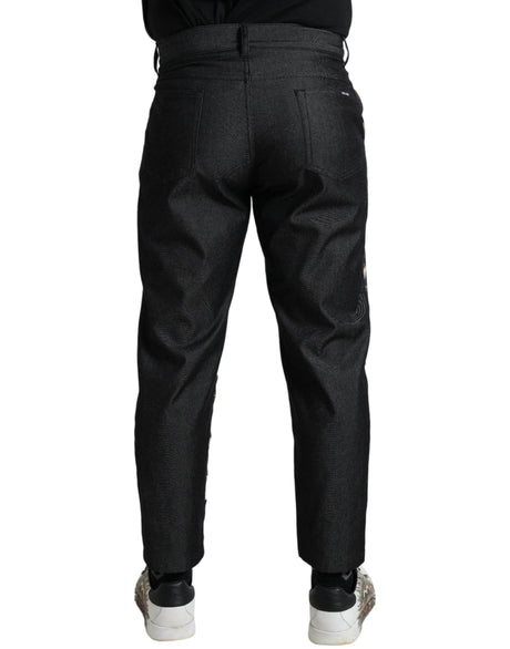 Dolce & Gabbana Elegant Silk Skinny Pants with Heraldic Print - Hilstor
