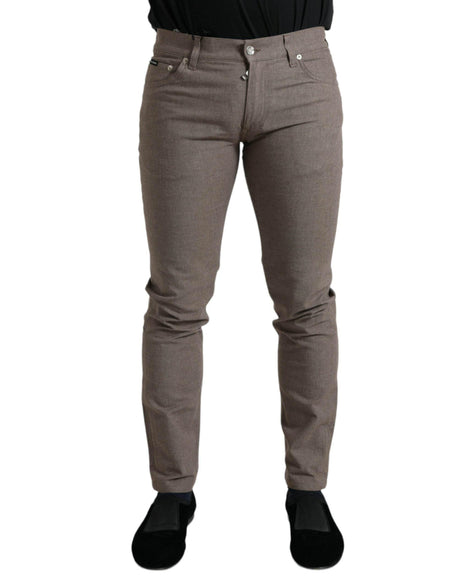 Dolce & Gabbana Brown Cotton Stretch Skinny Men Pants - Hilstor