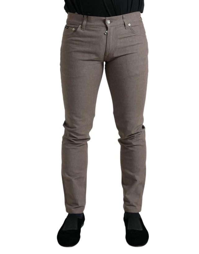 Dolce & Gabbana Brown Cotton Stretch Skinny Men Pants - Hilstor