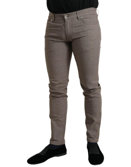 Dolce & Gabbana Brown Cotton Stretch Skinny Men Pants - Hilstor