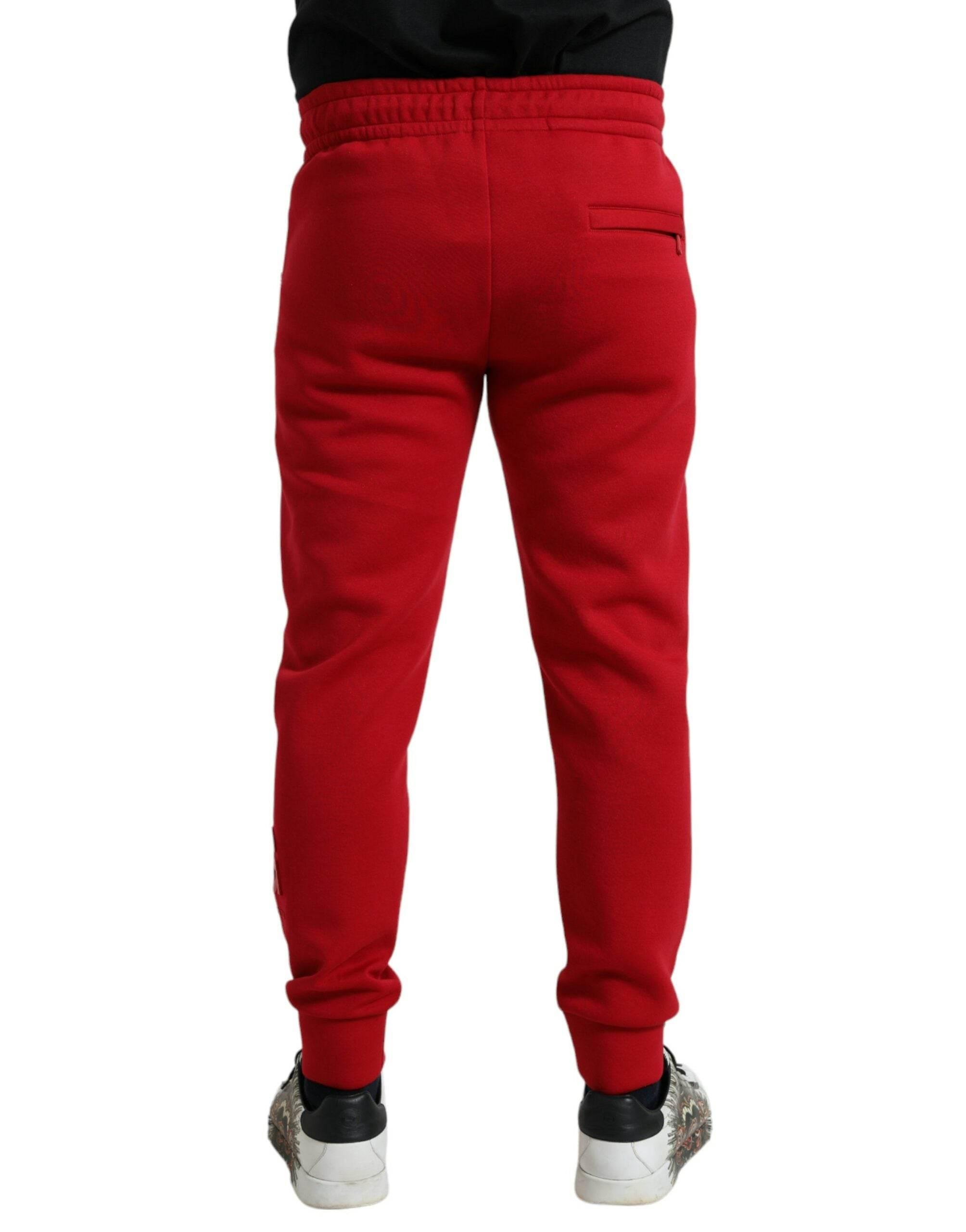 Dolce & Gabbana Sizzling Red Cotton Blend Jogger Pants - Hilstor