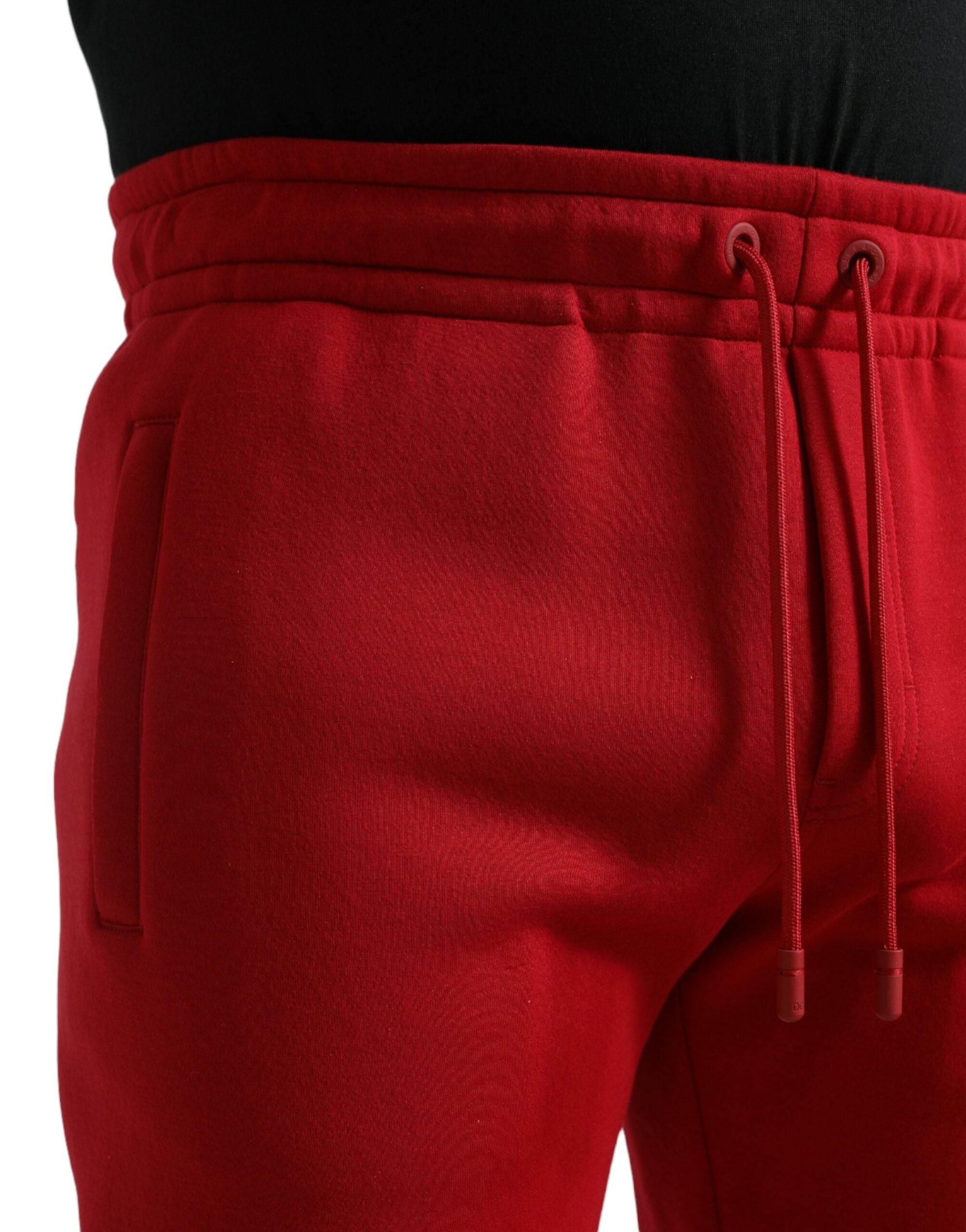 Dolce & Gabbana Sizzling Red Cotton Blend Jogger Pants - Hilstor