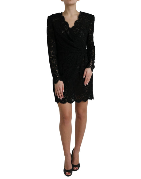 Dolce & Gabbana Black Bodycon Lace Cotton Sheath Mini Dress - Hilstor