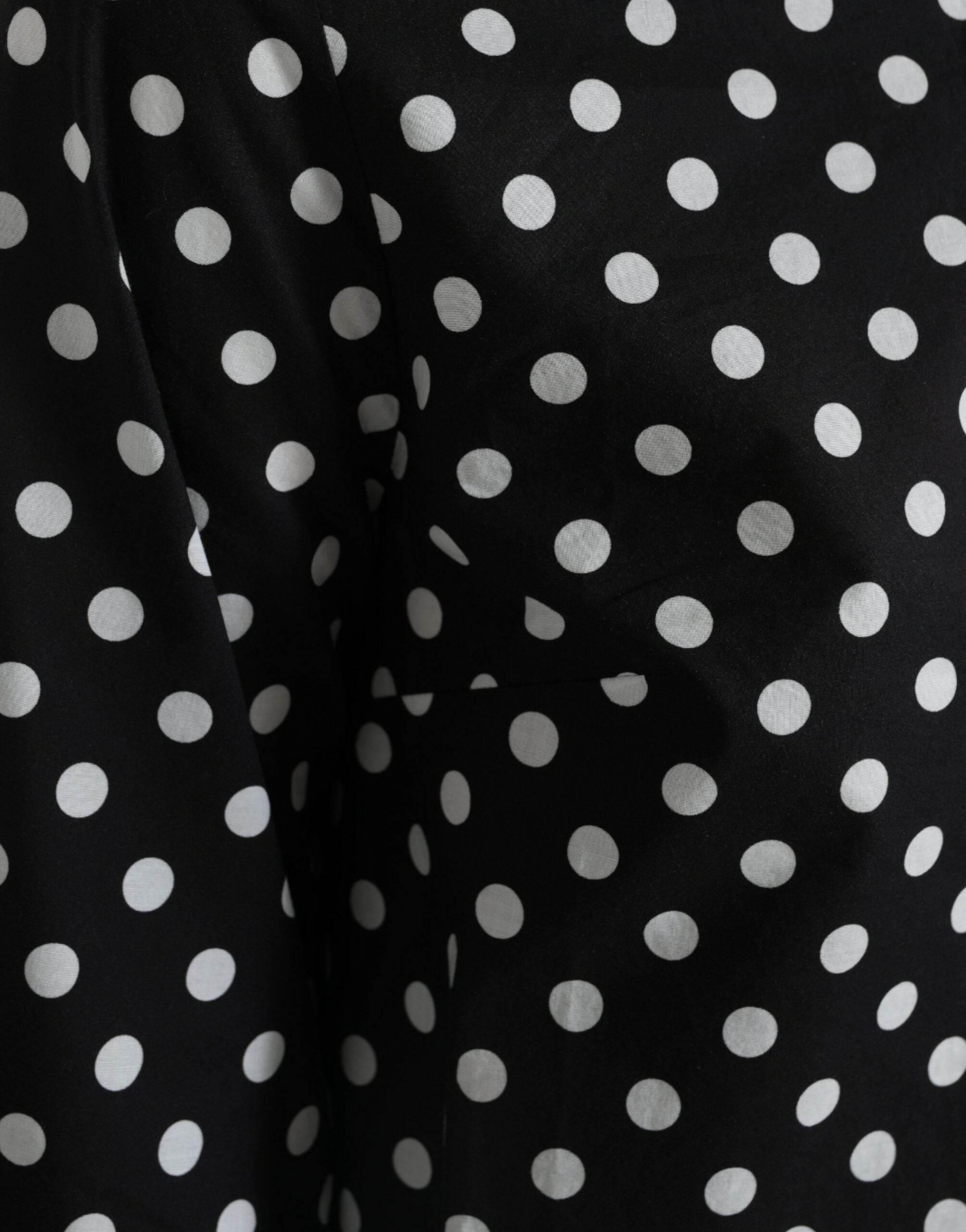 Dolce & Gabbana Black White Polka Dot Nylon Shift Mini Dress - Hilstor