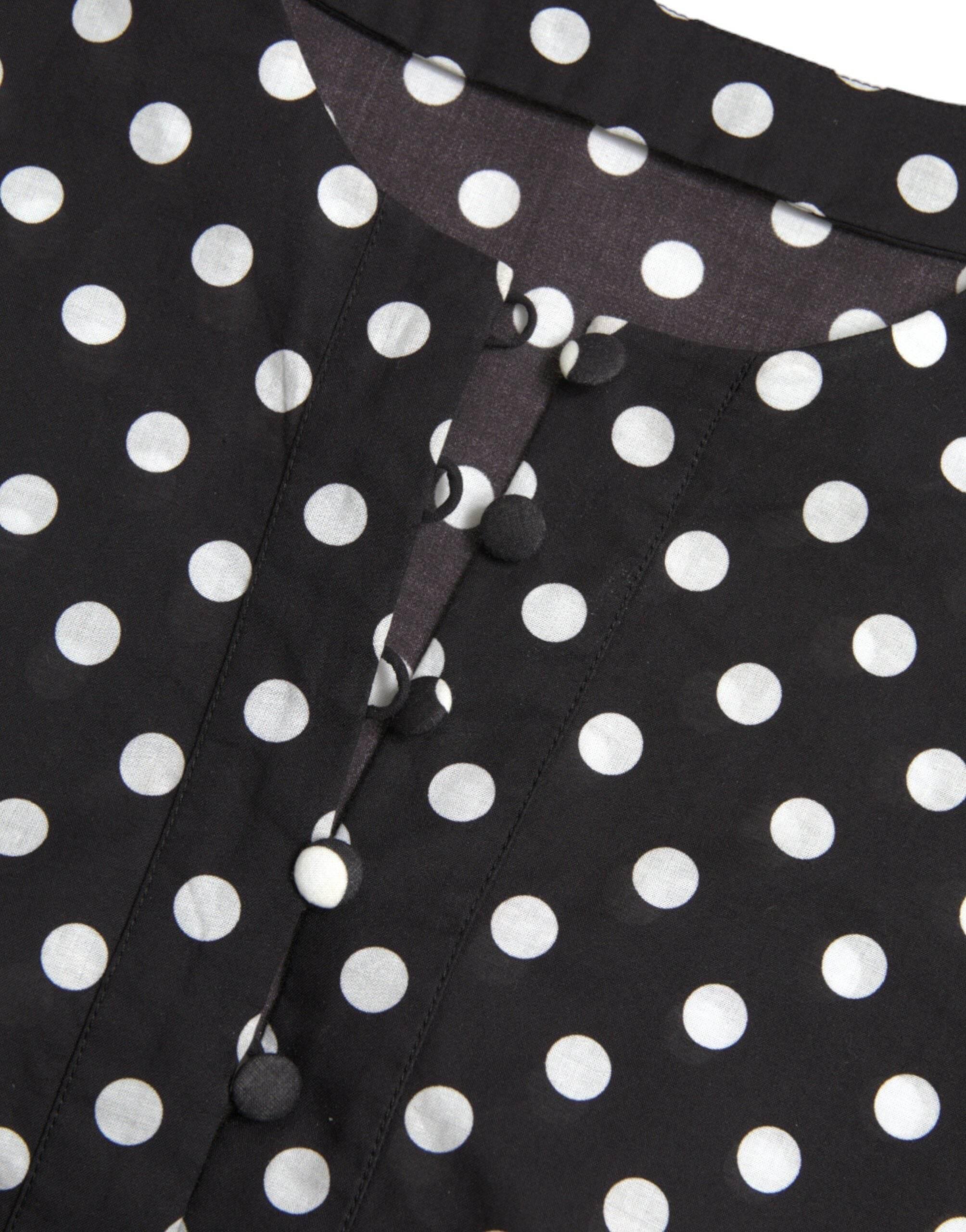 Dolce & Gabbana Black White Polka Dot Nylon Shift Mini Dress - Hilstor