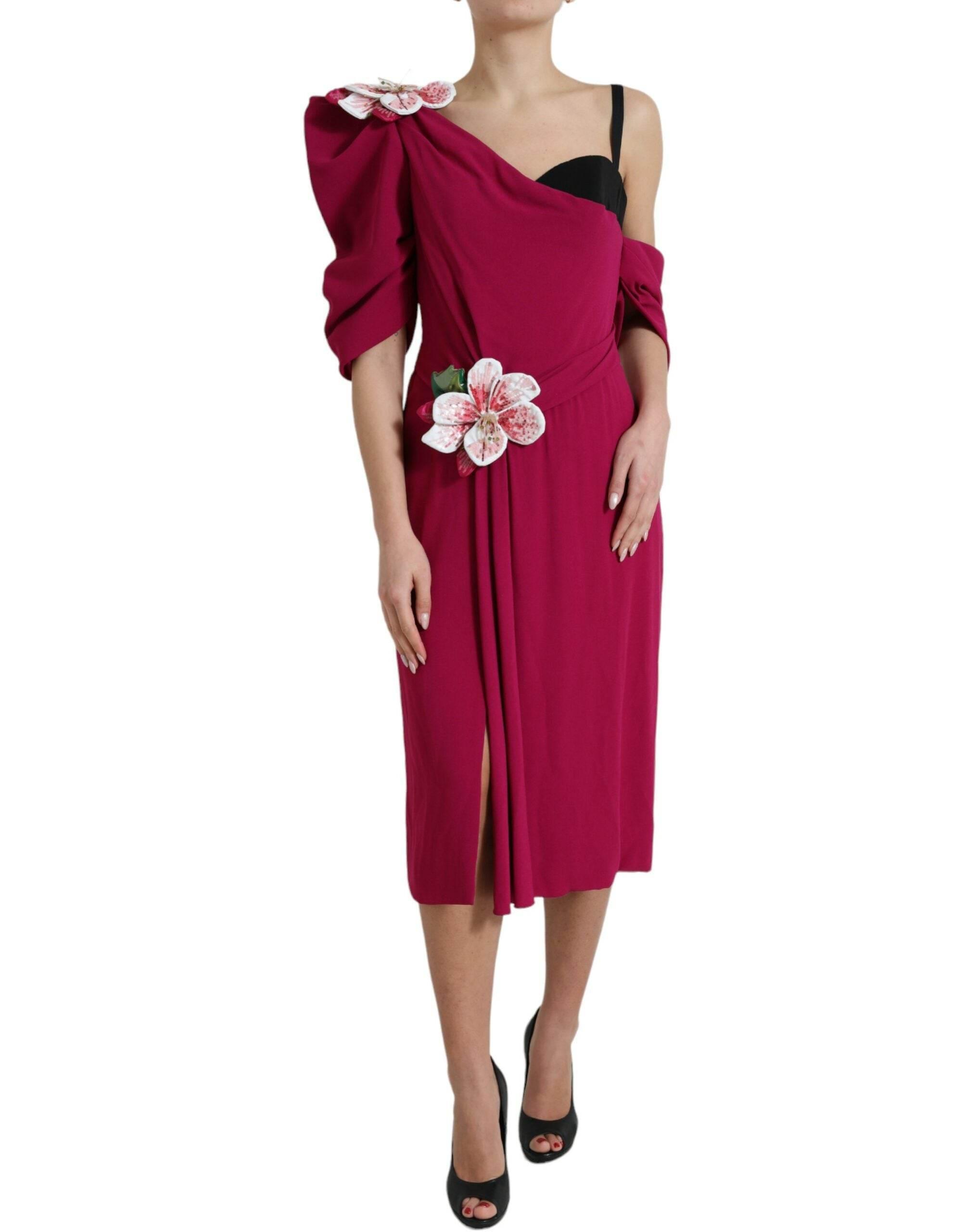 Dolce & Gabbana Elegant Purple Silk Midi Sheath Dress - Hilstor