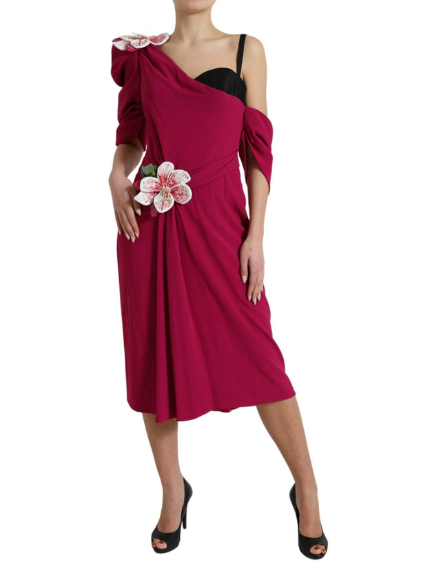 Dolce & Gabbana Elegant Purple Silk Midi Sheath Dress - Hilstor
