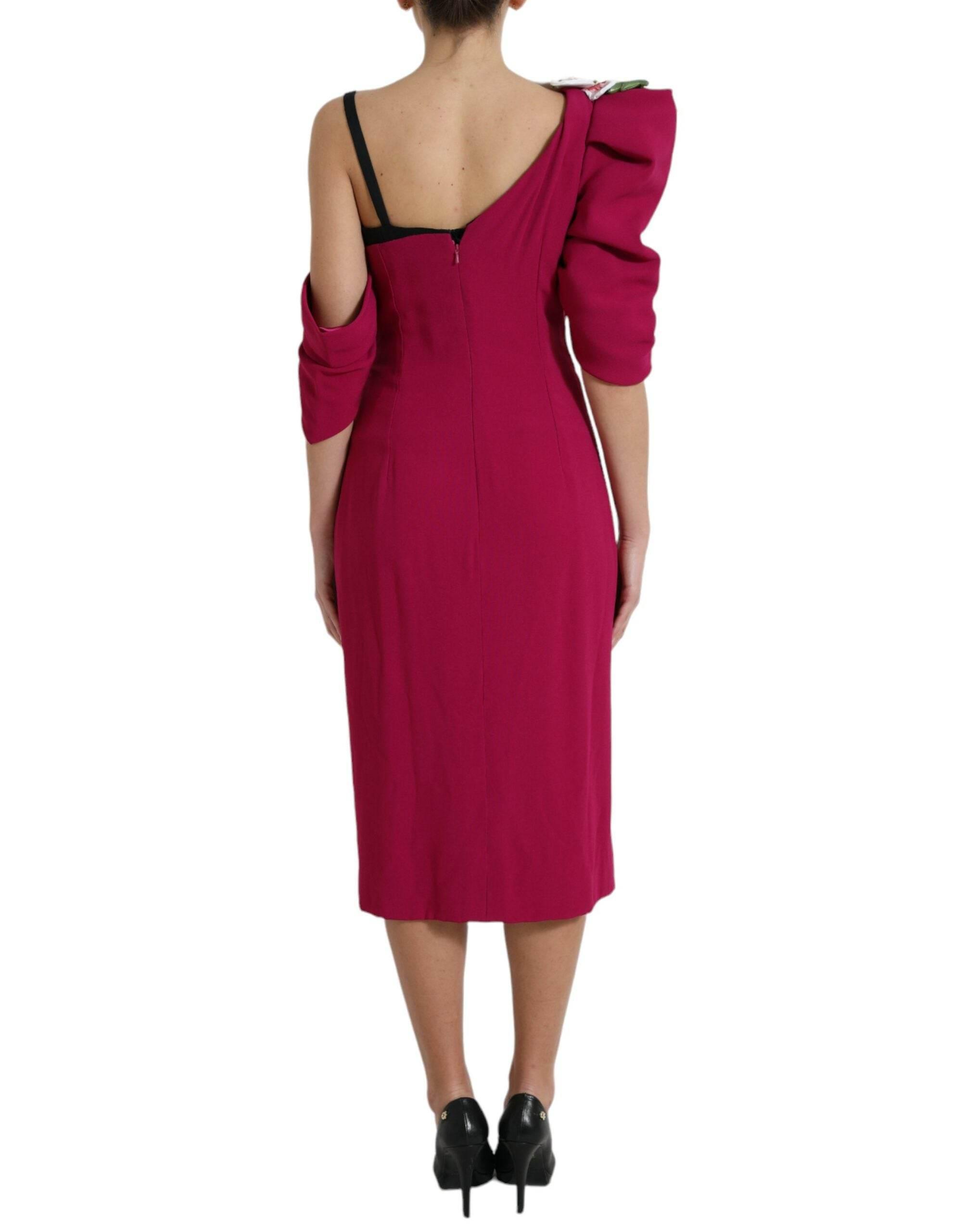 Dolce & Gabbana Elegant Purple Silk Midi Sheath Dress - Hilstor