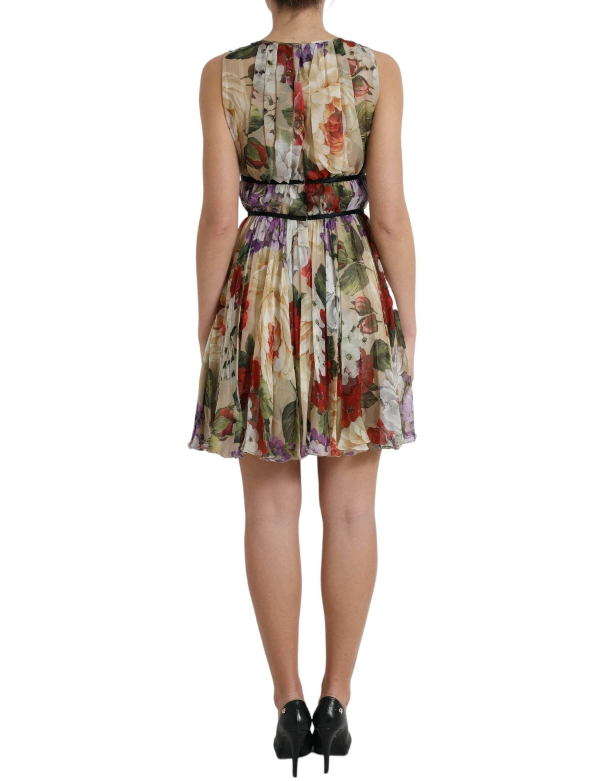 Dolce & Gabbana Floral Elegance Silk Chiffon Mini Dress - Hilstor