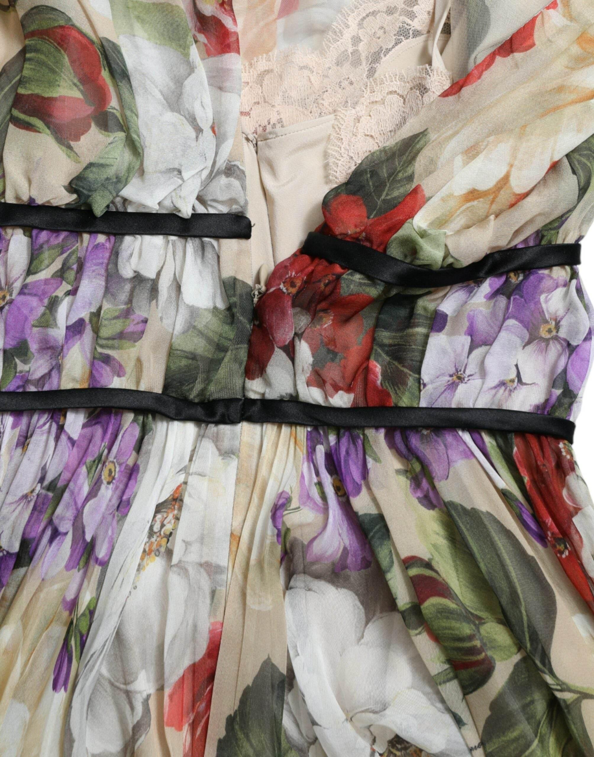 Dolce & Gabbana Floral Elegance Silk Chiffon Mini Dress - Hilstor