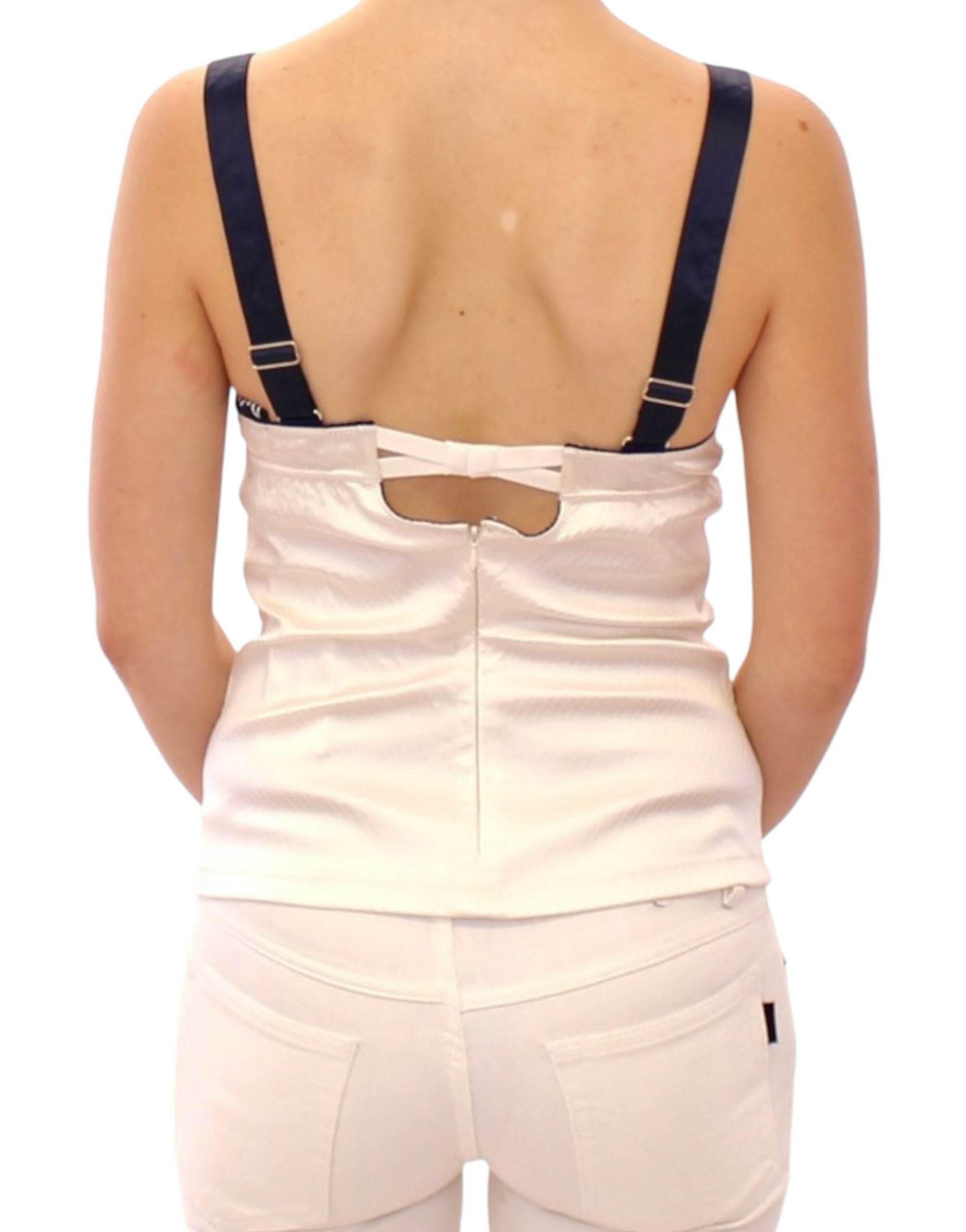 Dolce & Gabbana White Sailor Motif Stretch Tank Top - Hilstor