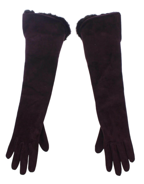 Dolce & Gabbana Elegant Elbow Length Purple Fur Gloves - Hilstor