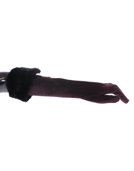 Dolce & Gabbana Elegant Elbow Length Purple Fur Gloves - Hilstor