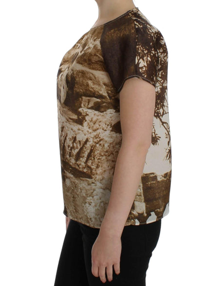 Dolce & Gabbana Brown Taormina silk blouse - Hilstor