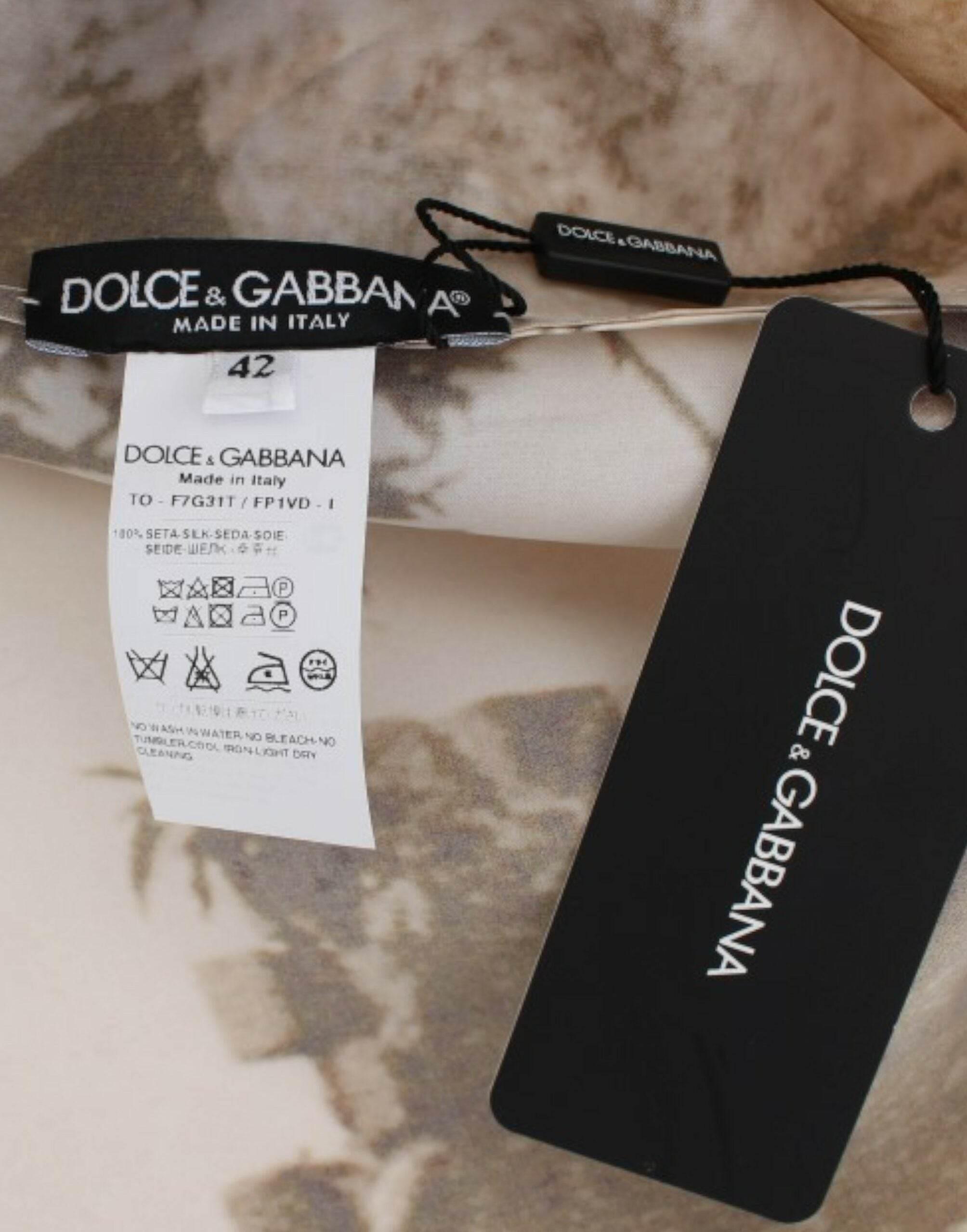 Dolce & Gabbana Brown Taormina silk blouse - Hilstor
