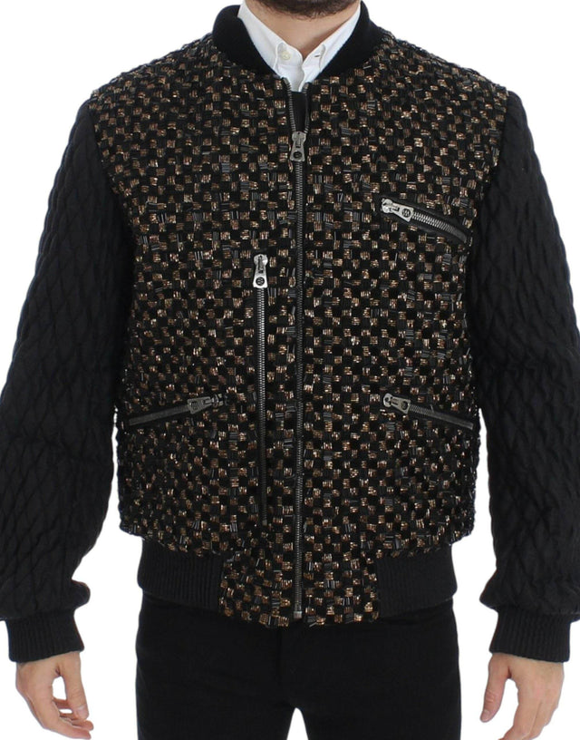 Dolce & Gabbana Elegant Black Sequined Designer Jacket - Hilstor