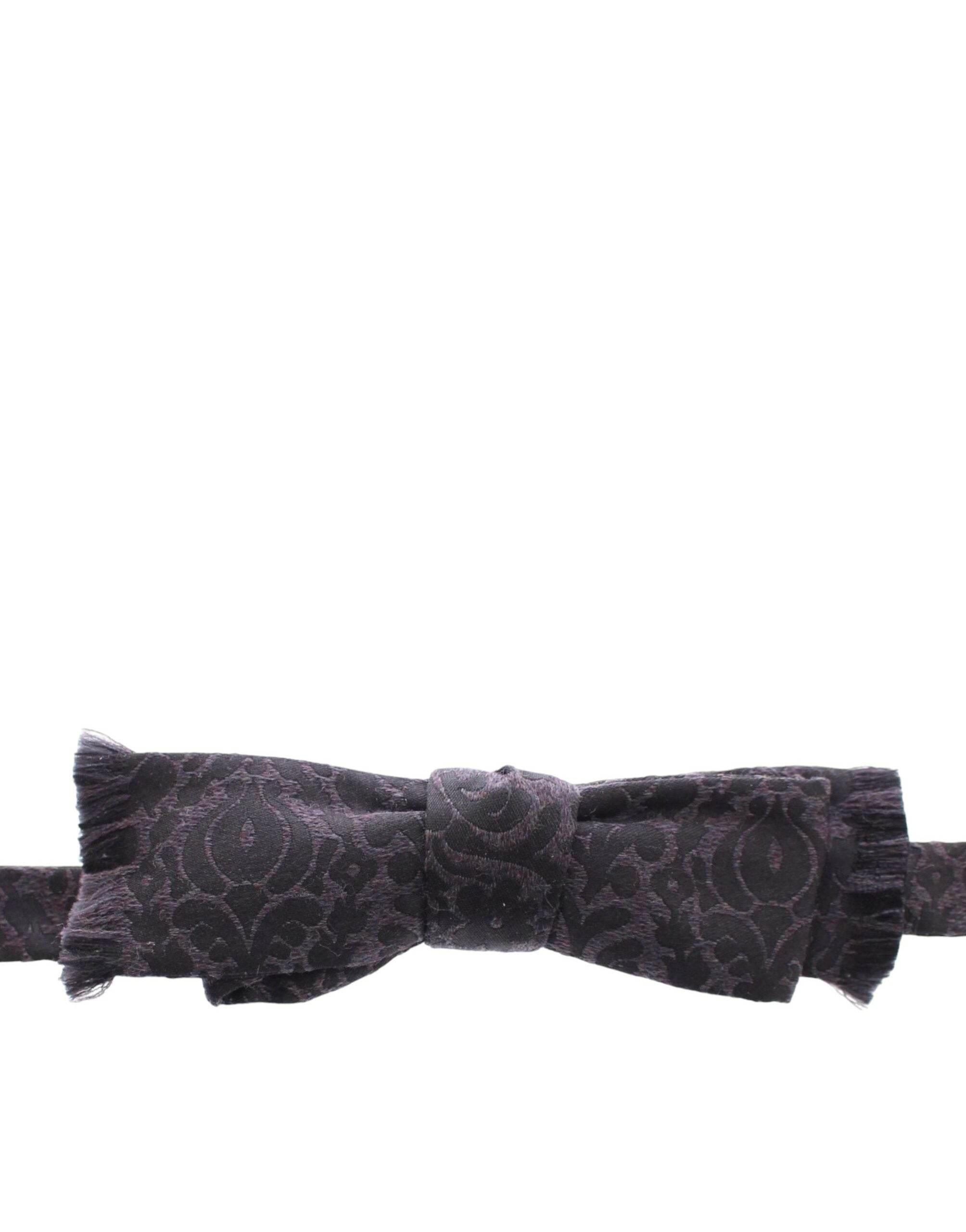 Dolce & Gabbana Elegant Black Paisley Silk-Wool Blend Bow Tie - Hilstor
