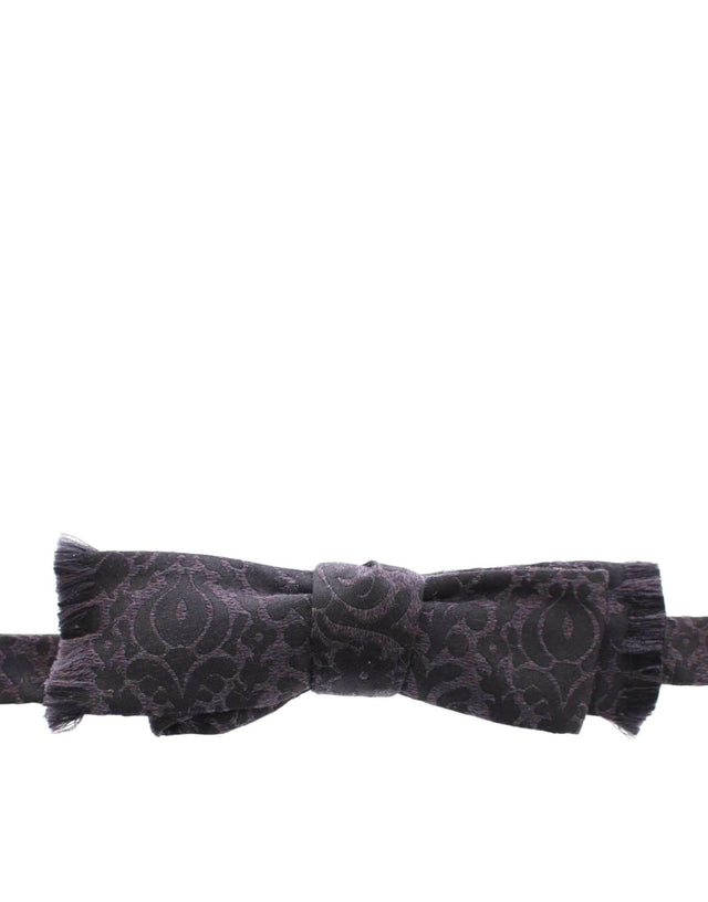 Dolce & Gabbana Elegant Black Paisley Silk-Wool Blend Bow Tie - Hilstor