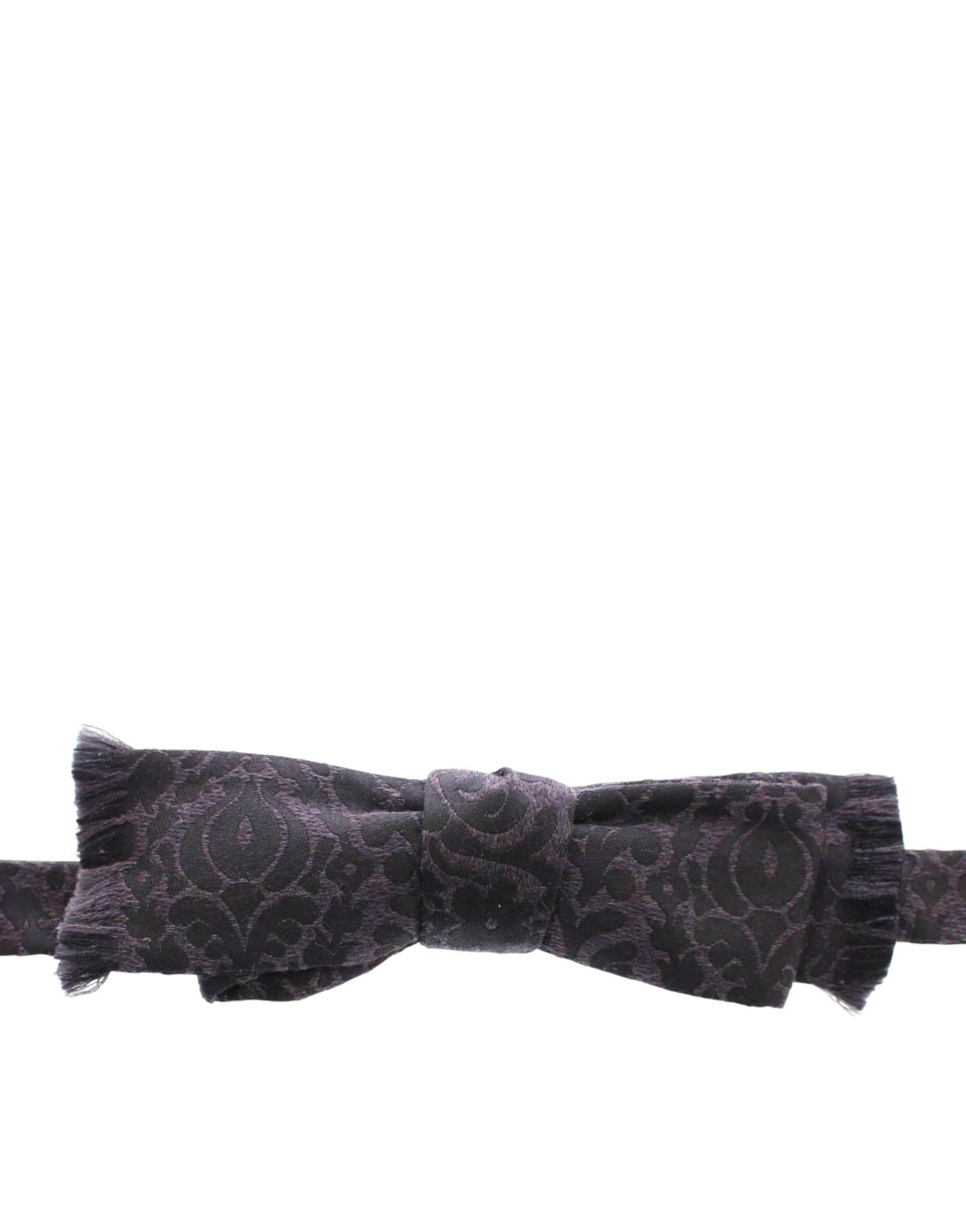 Dolce & Gabbana Elegant Black Paisley Silk-Wool Blend Bow Tie - Hilstor