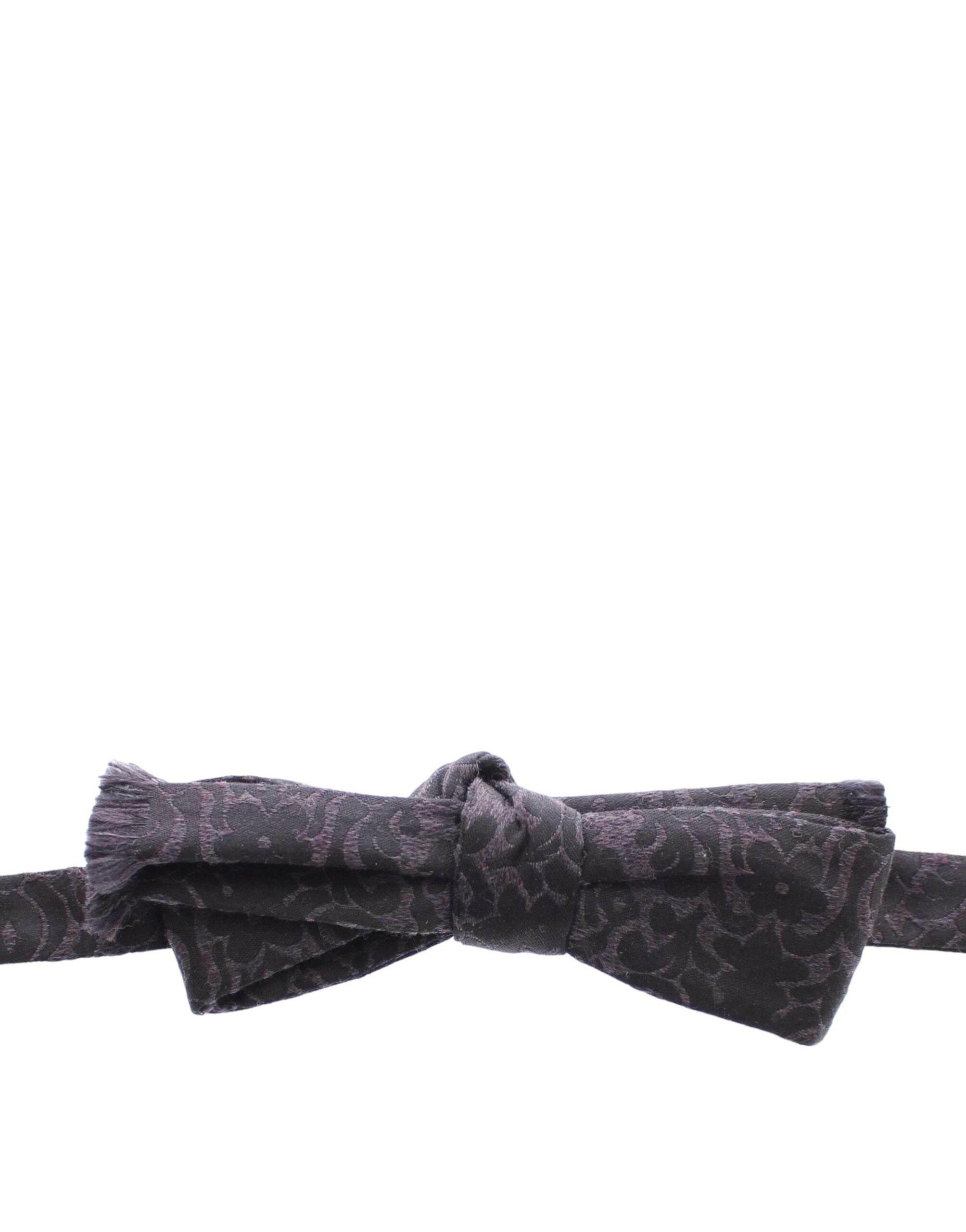 Dolce & Gabbana Elegant Black Paisley Silk-Wool Blend Bow Tie - Hilstor