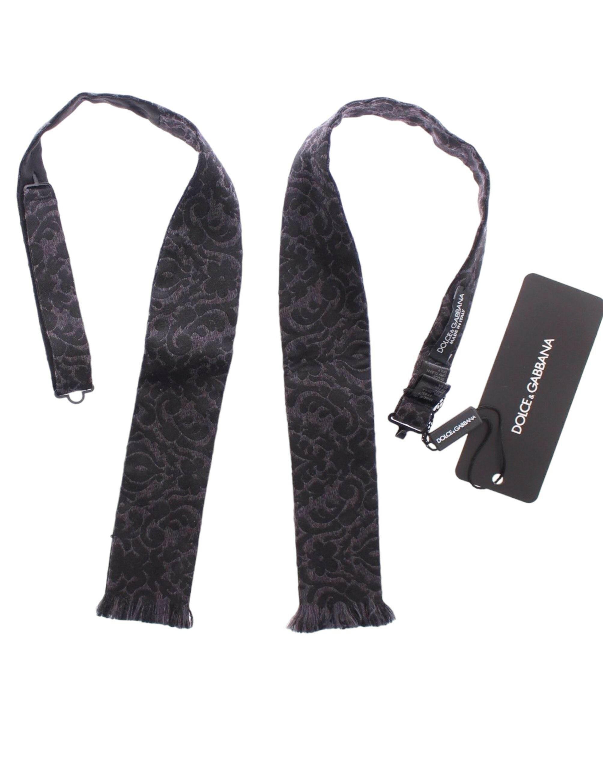 Dolce & Gabbana Elegant Black Paisley Silk-Wool Blend Bow Tie - Hilstor