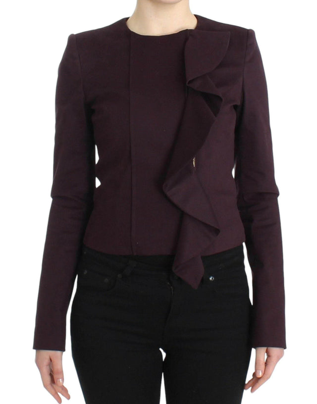 GF Ferre Purple Ruched Jacket Coat Blazer Short - Hilstor
