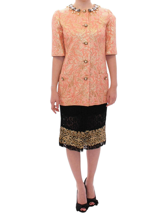 Dolce & Gabbana Exclusive Crystal Brocade Coat Jacket - Hilstor
