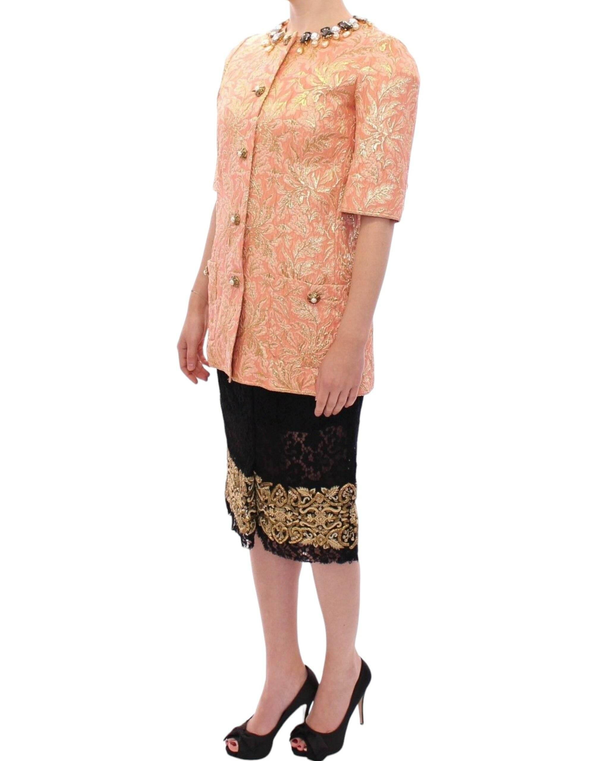 Dolce & Gabbana Exclusive Crystal Brocade Coat Jacket - Hilstor