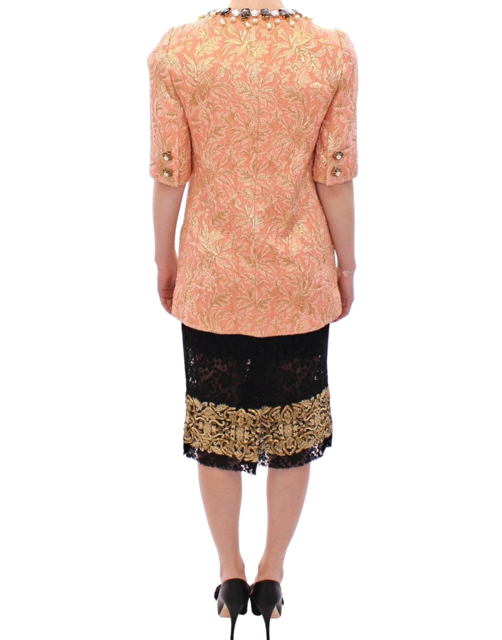 Dolce & Gabbana Exclusive Crystal Brocade Coat Jacket - Hilstor