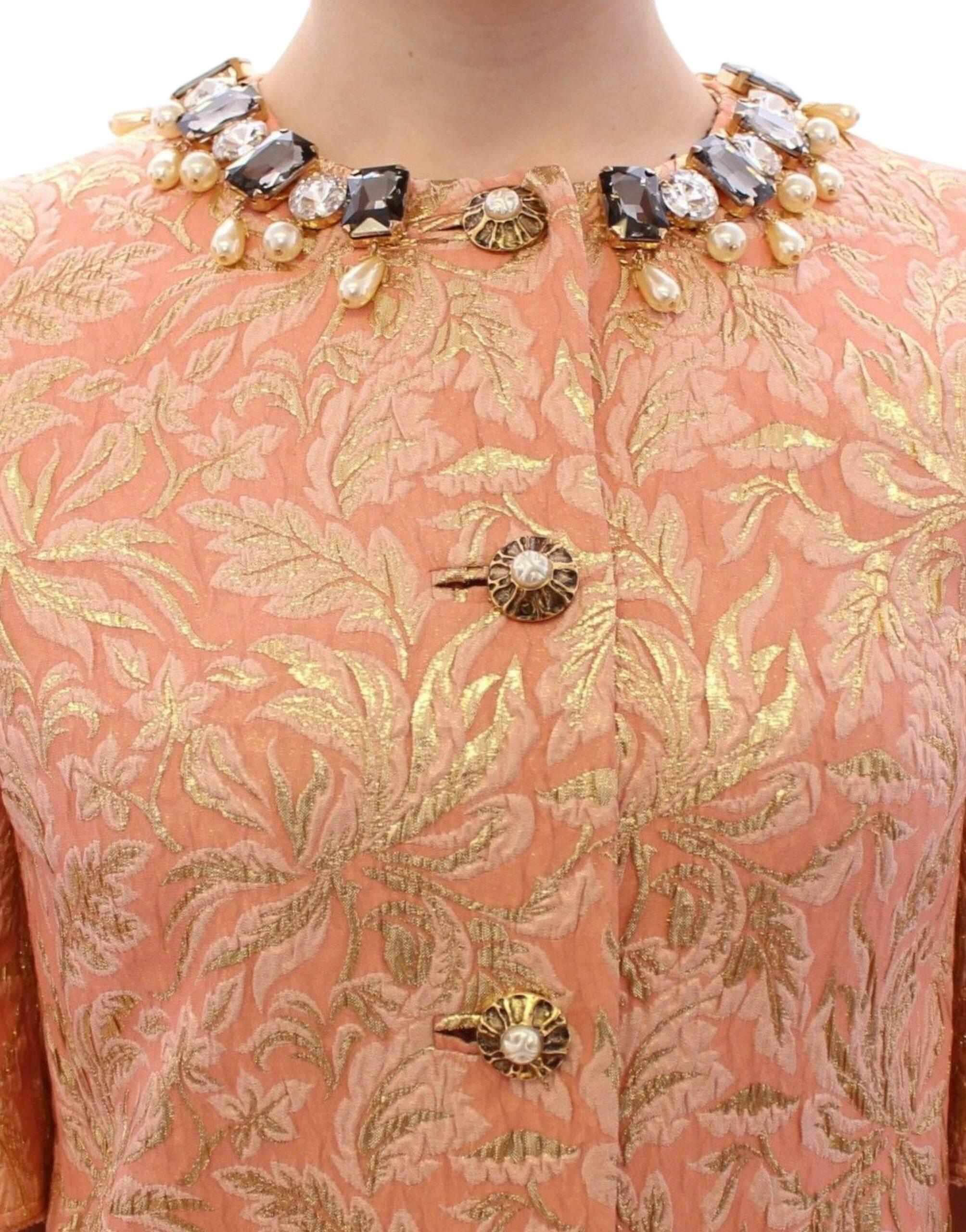 Dolce & Gabbana Exclusive Crystal Brocade Coat Jacket - Hilstor