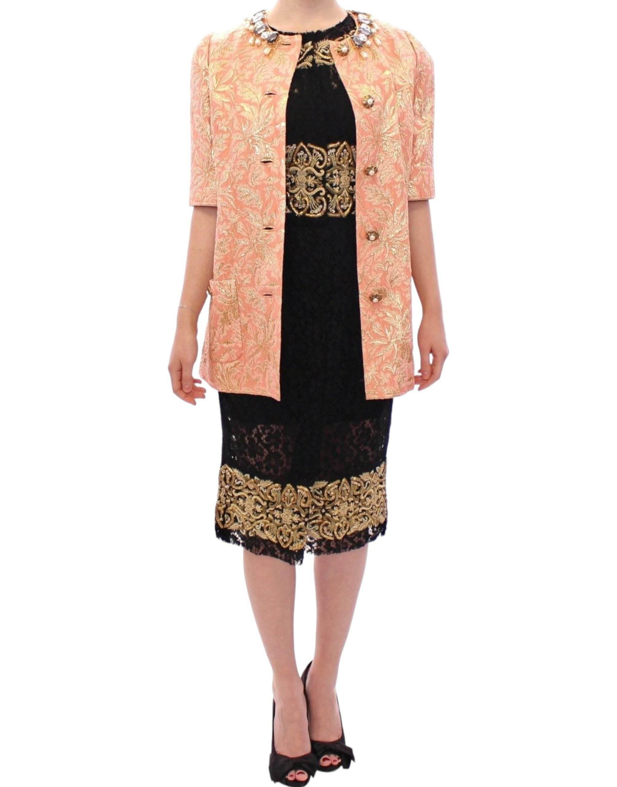 Dolce & Gabbana Exclusive Crystal Brocade Coat Jacket - Hilstor