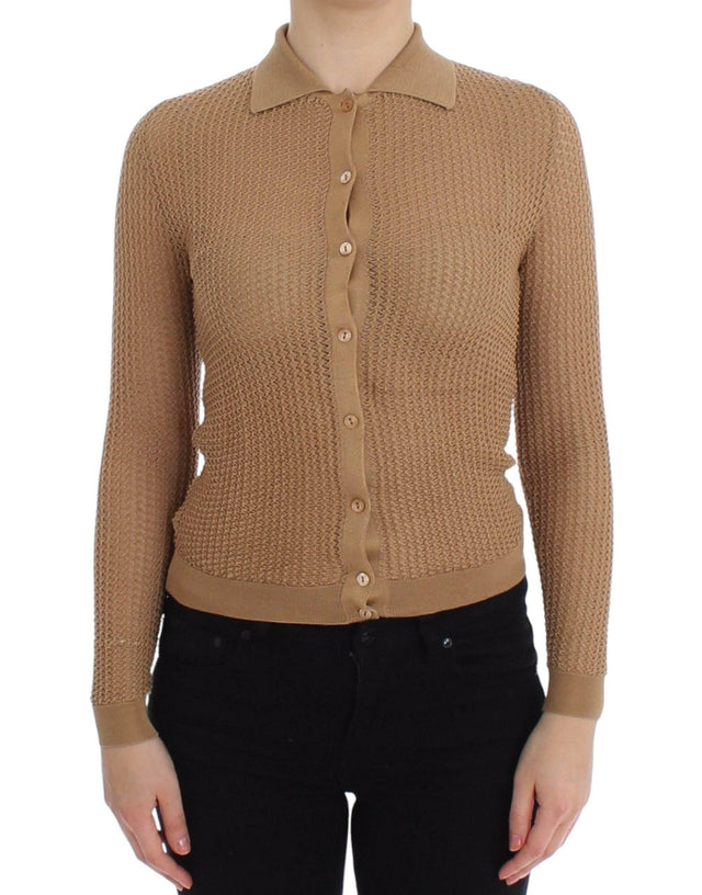 Dolce & Gabbana Beige Knitted Cotton Polo Cardigan Sweater - Hilstor