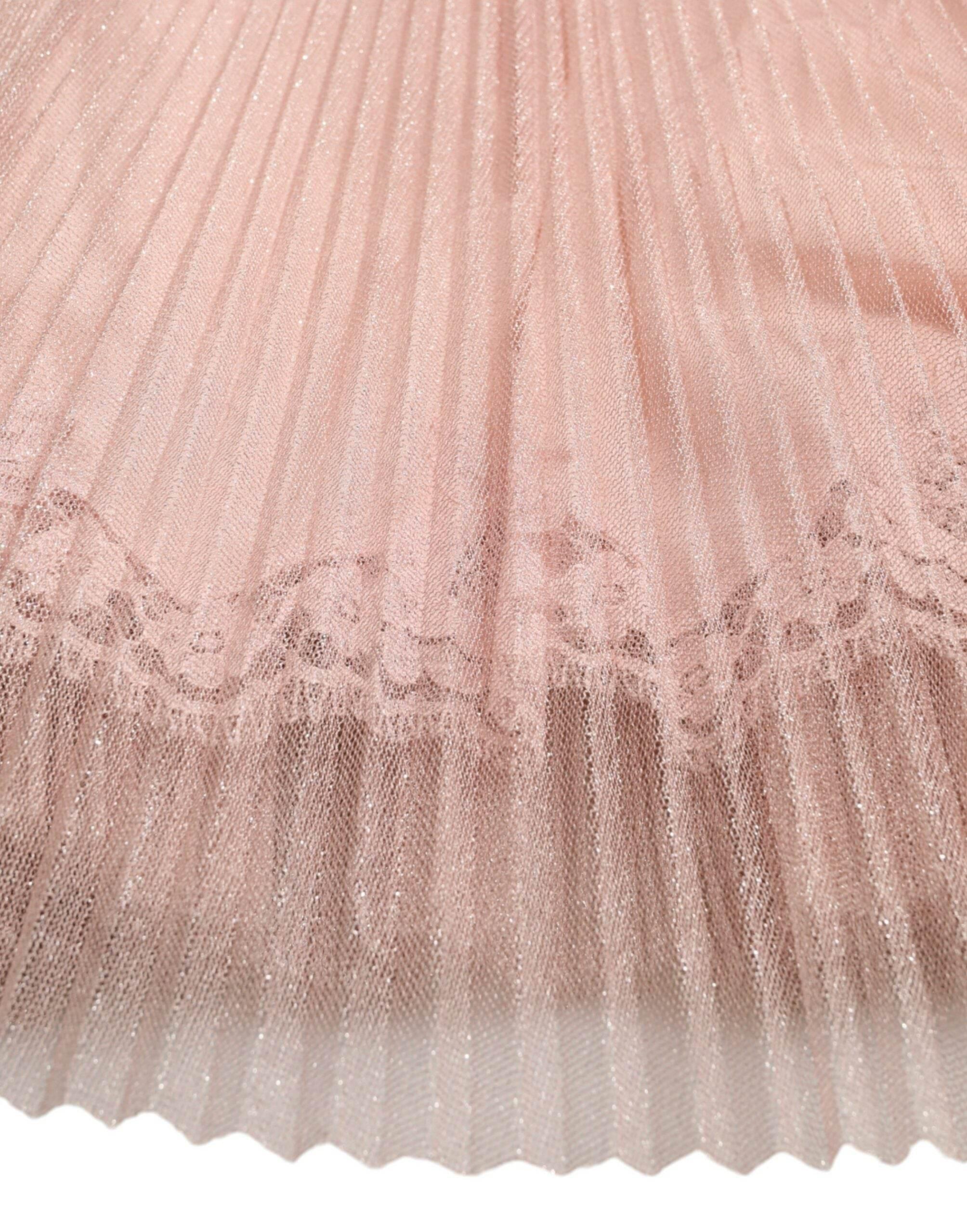 Dolce & Gabbana Pink One Shoulder Pleated Lame Tulle Dress - Hilstor