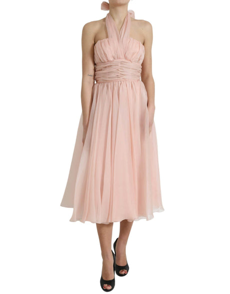 Dolce & Gabbana Elegant Silk Chiffon Halter Midi Dress - Hilstor