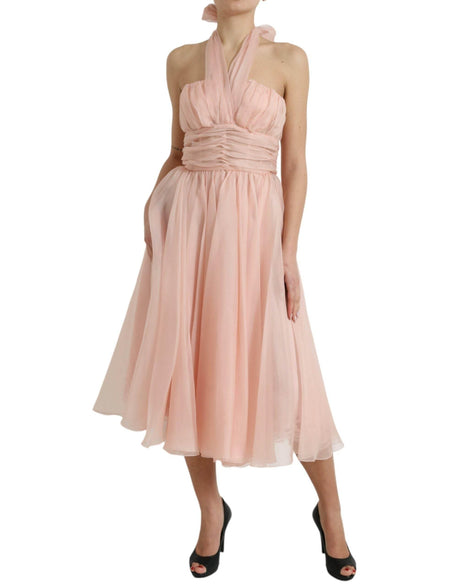 Dolce & Gabbana Elegant Silk Chiffon Halter Midi Dress - Hilstor