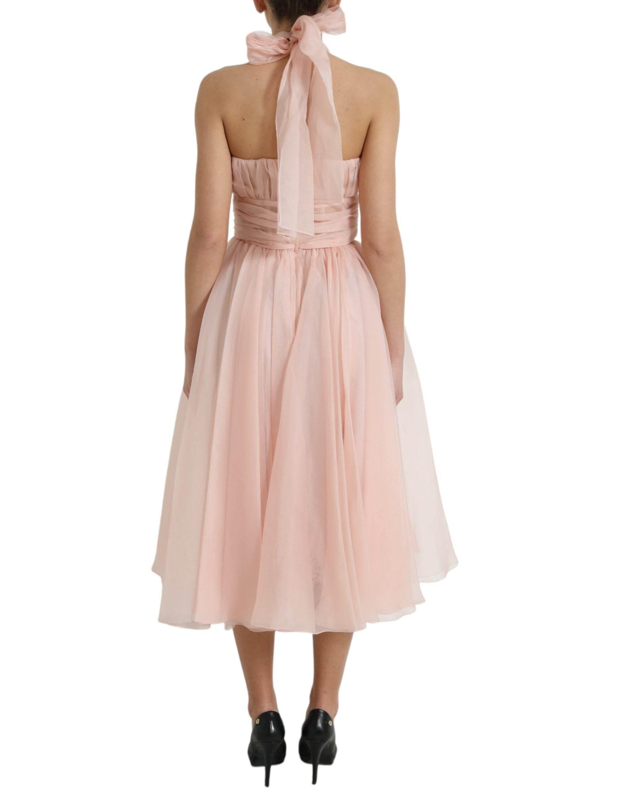 Dolce & Gabbana Elegant Silk Chiffon Halter Midi Dress - Hilstor