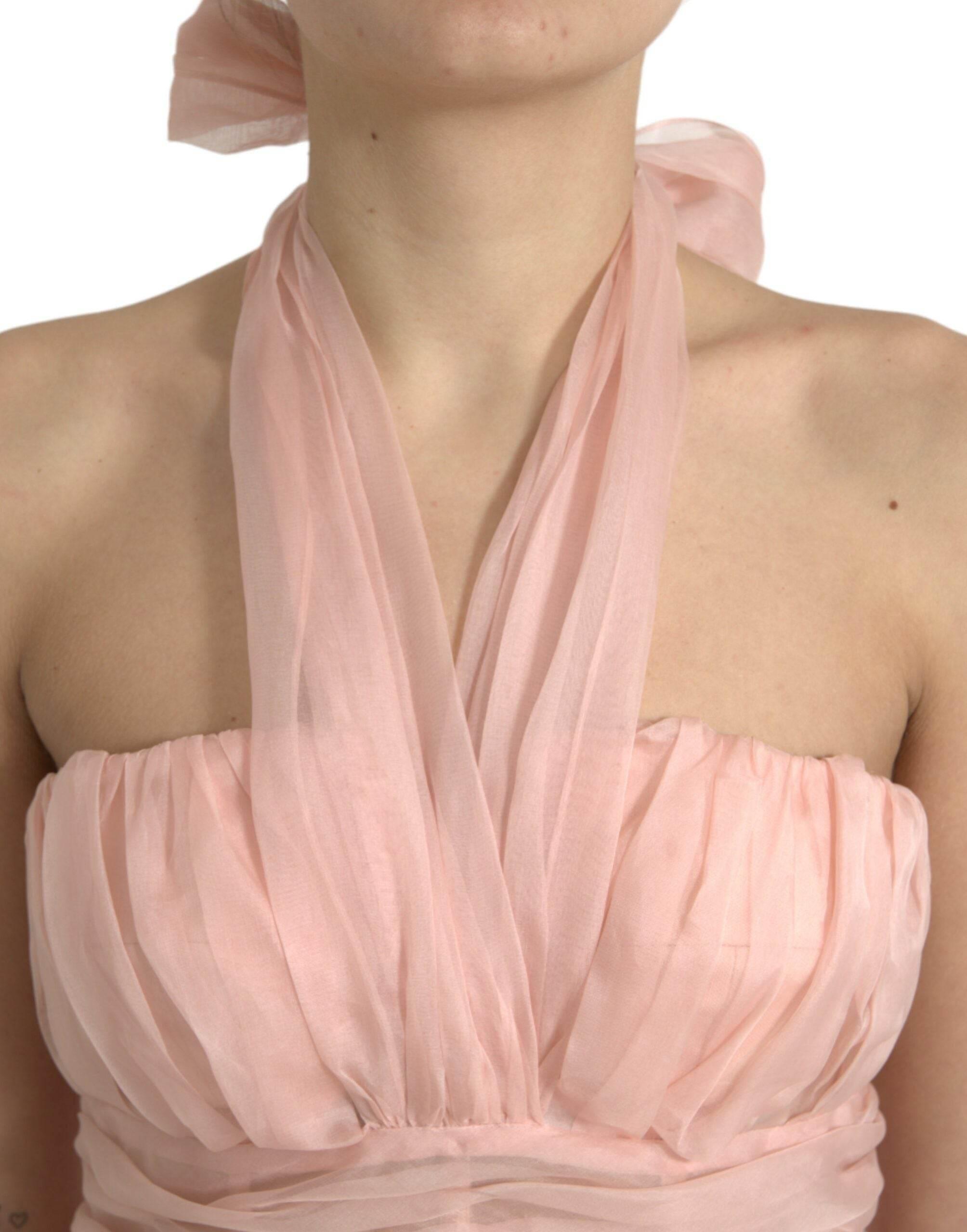 Dolce & Gabbana Elegant Silk Chiffon Halter Midi Dress - Hilstor