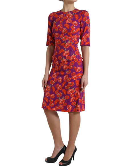 Dolce & Gabbana Vibrant Floral Silk Charmeuse Dress - Hilstor